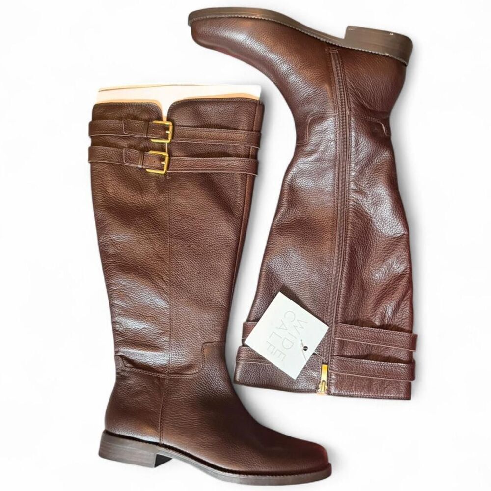 NWT Franco Sarto Christoff Wide Calf Brown Leather Riding Boots Women’s 9 WC